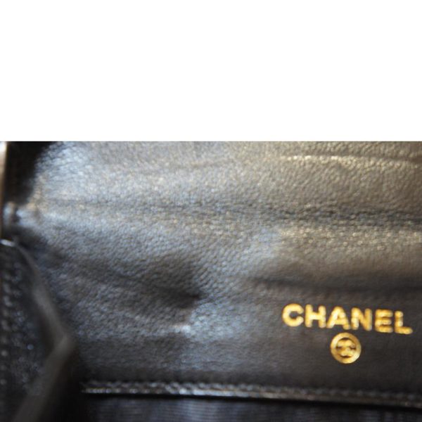 18071 9 Chanel Double Hook Fold Wallet Black