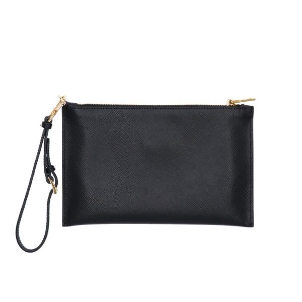 18125 2 Prada Saffiano Ribbon Pouch Black