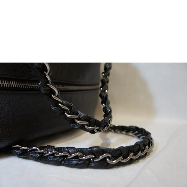 18163 4 Chanel Luxury Line Chain Boston Bag Black