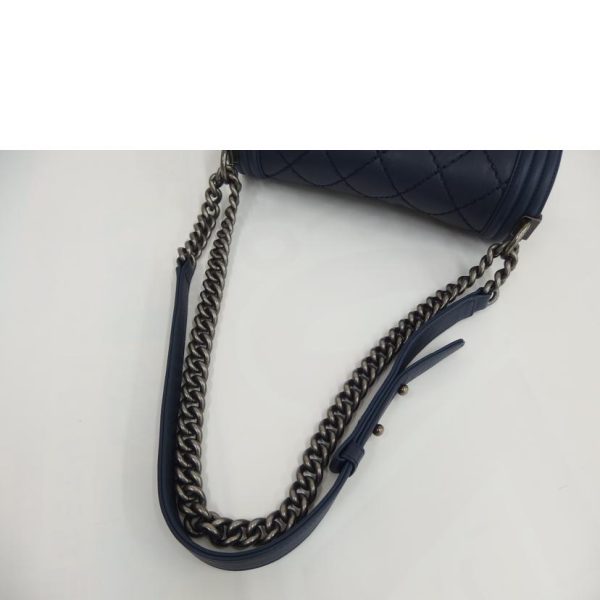 18189 3 Chanel Boy Chanel Chain Shoulder Bag Navy