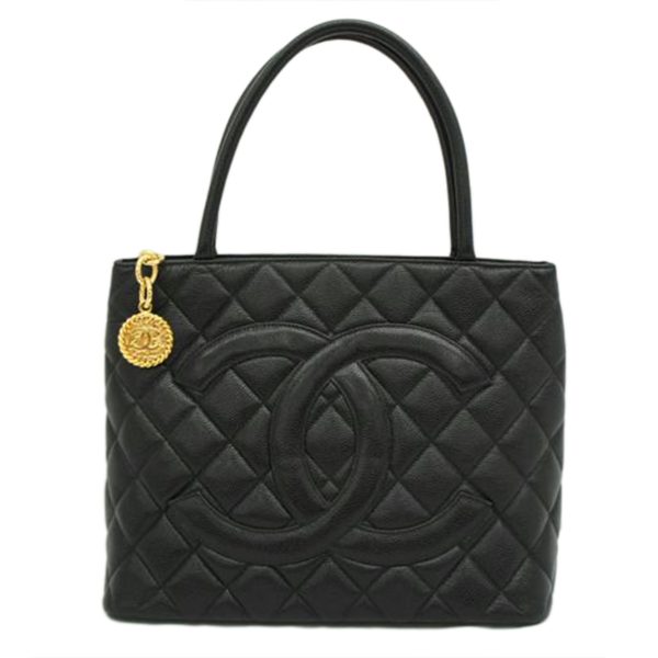 18240 1 Chanel Reprint Caviar Skin Tote Bag Black