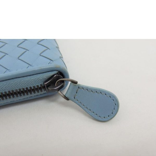 18330 4 Bottega Veneta Intrecciato Round Zipper Long Wallet Light Blue