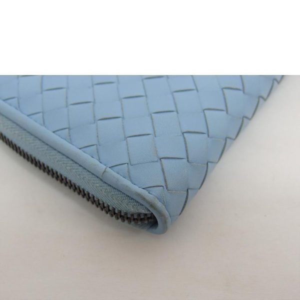 18330 9 Bottega Veneta Intrecciato Round Zipper Long Wallet Light Blue