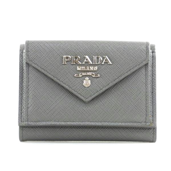 18338 1 PRADA Prada Three Fold Wallet Bag Black