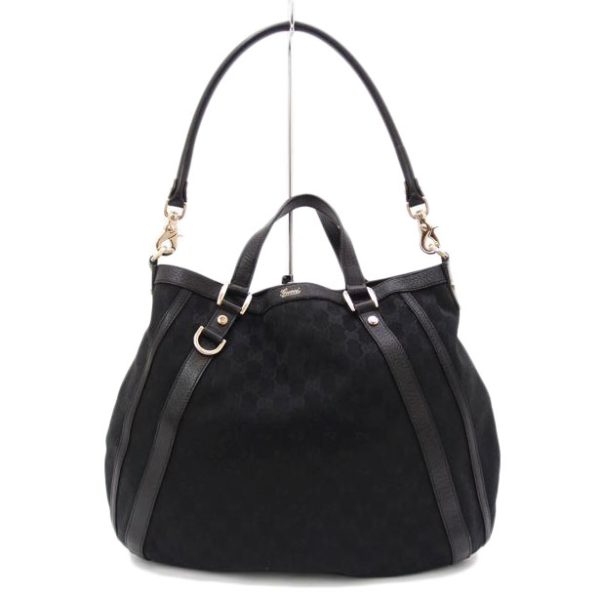 18390 1 Gucci GG Canvas 2WAY Tote Bag Black