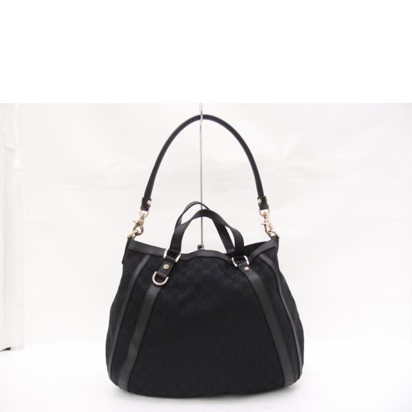 18390 2 Gucci GG Canvas 2WAY Tote Bag Black