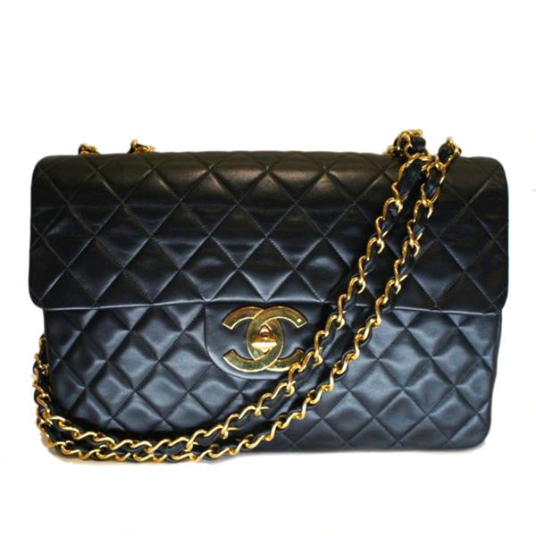 18424 1 Chanel Lambskin Matelasse Chain Shoulder Bag Black