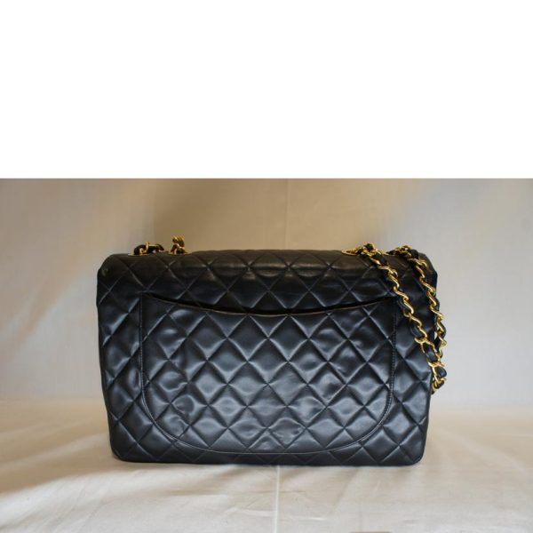 18424 2 Chanel Lambskin Matelasse Chain Shoulder Bag Black