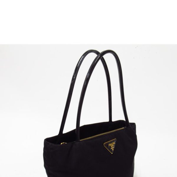 18494 3 PRADA Tote Bag Nylon x Enamel Black