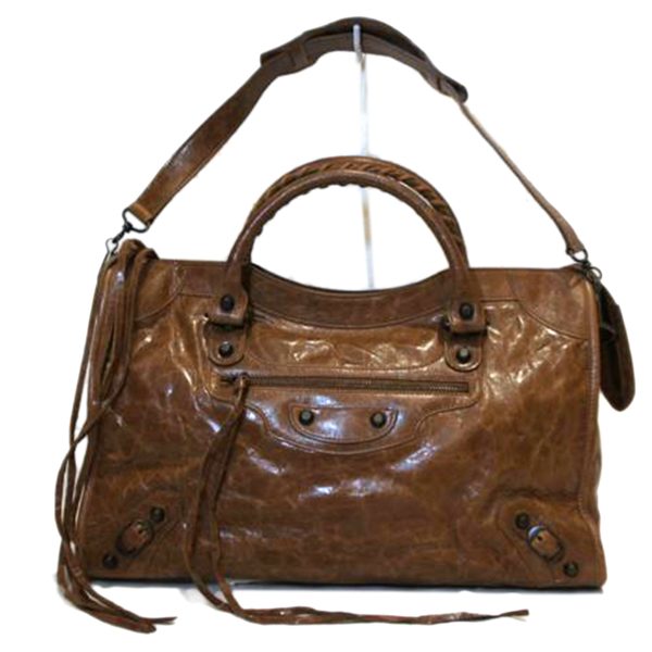 18507 1 BALENCIAGA The City 2WAY Handbag Leather Brown