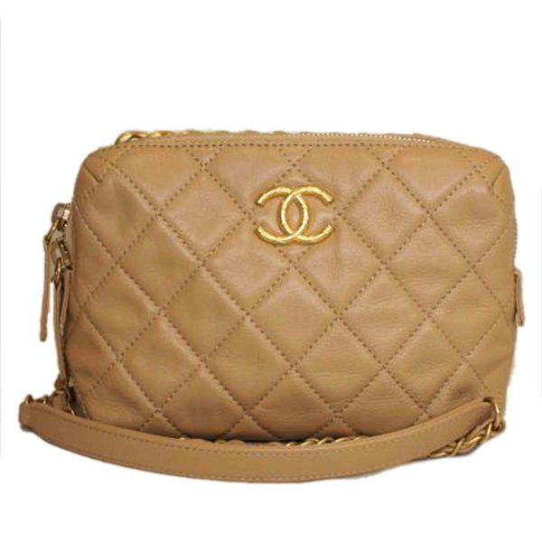 18554 1 Chanel Small Bowling Bag Lambskin Beige