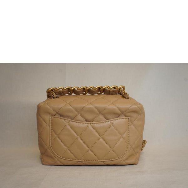 18554 2 Chanel Small Bowling Bag Lambskin Beige