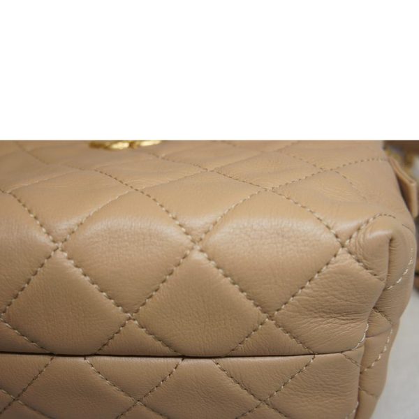 18554 7 Chanel Small Bowling Bag Lambskin Beige