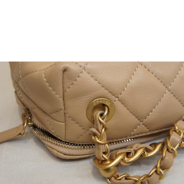 18554 9 Chanel Small Bowling Bag Lambskin Beige