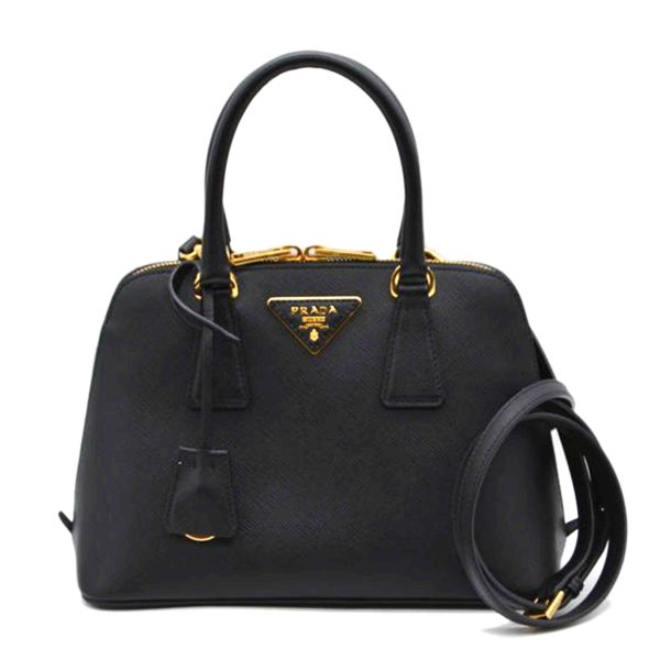 1856 1 Prada Saffiano 2WAY Leather Handbag Nero