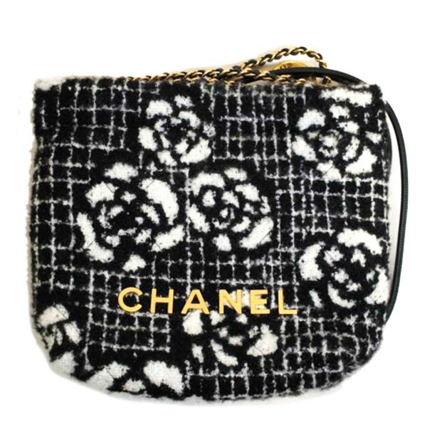 18561 1 Chanel 22 Mini Camellia Wool Chain Bag