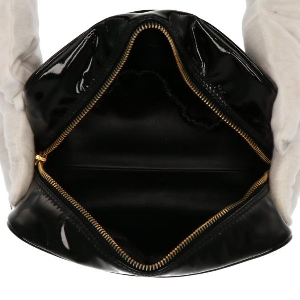 18565 4 Chanel Patent Leather Cosmetic Pouch Bag Black