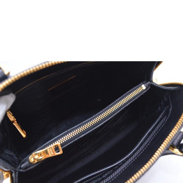 18569 5 Prada Saffiano 2WAY Leather Handbag Nero