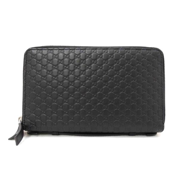 18579 2 Gucci Micro Guccisima W Zip Long Wallet Black