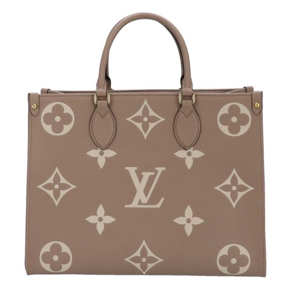 18593 2 Louis Vuitton On the Go MM Tote Bag Empreinte Tourterelle Creme