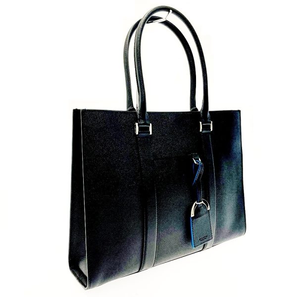 186027 2 Bvlgari Leather BB Man Tote Bag Black