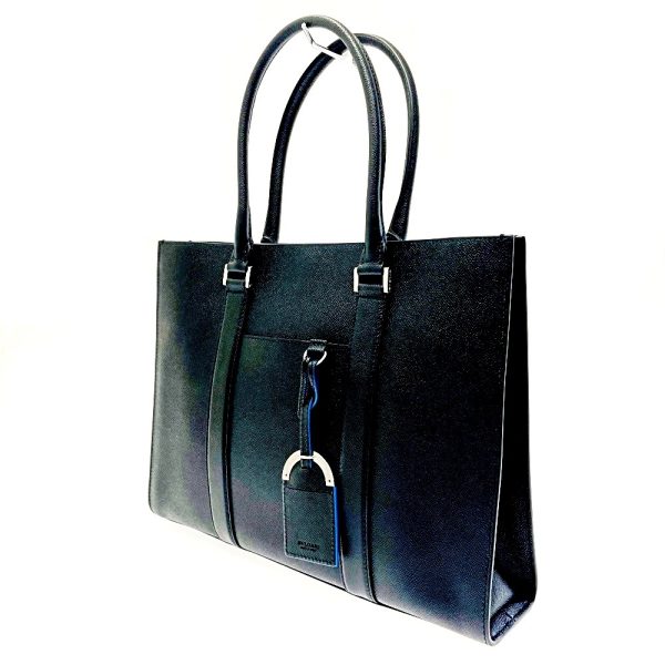 186027 3 Bvlgari Leather BB Man Tote Bag Black