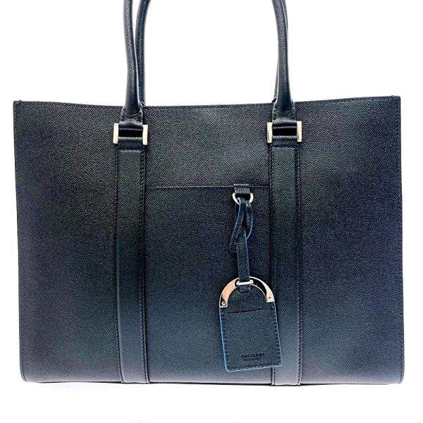 186027 4 Bvlgari Leather BB Man Tote Bag Black