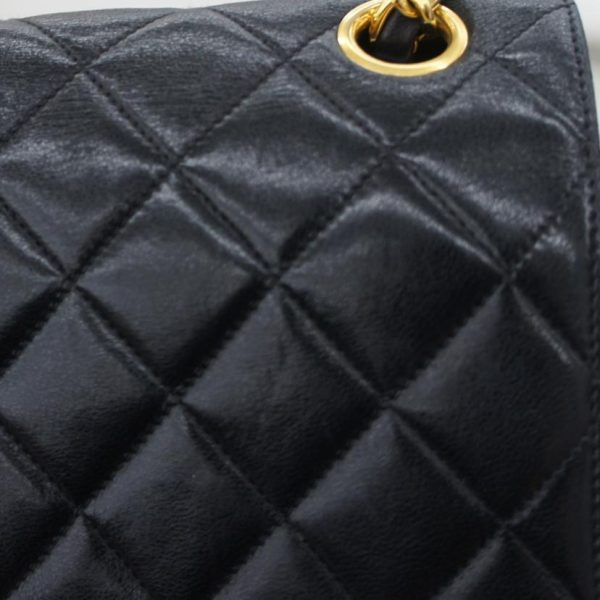 18623 11 Chanel W Flap Chain Shoulder Bag Black