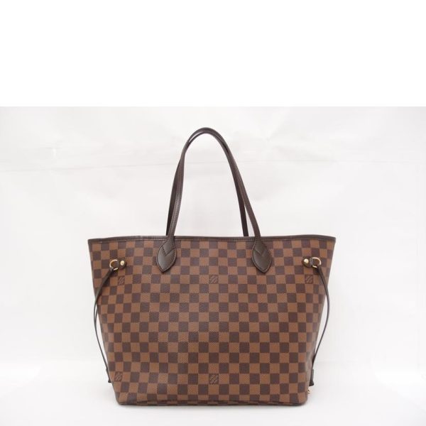 18630 2 Louis Vuitton Neverfull MM Damier Handbag Ebene Brown