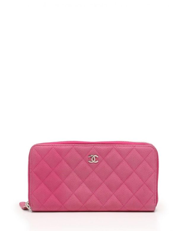 1863002172604 2 Chanel Matelasse Round Zipper Long Wallet Pink