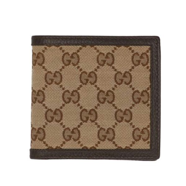 18718 1 Gucci GG Canvas Bi Fold Wallet Beige