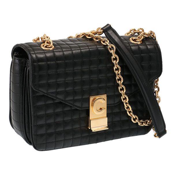 18725 3bfc 38no CELINE Quilted leather 2WAY chain shoulder bag black