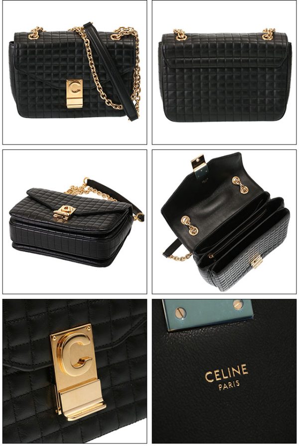 18725 3bfc 38no 2 CELINE Quilted leather 2WAY chain shoulder bag black