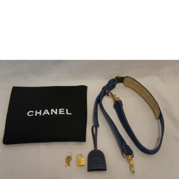 18773 6 Chanel Denim 2WAY Boston Bag Black