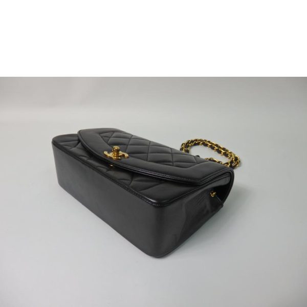 18780 3 CHANEL Diana Flap Matelasse 25 Lambskin Chain Shoulder Bag Black