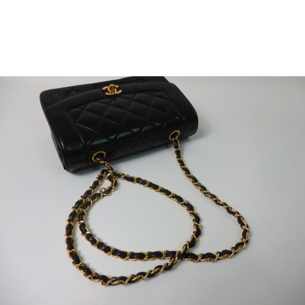 18780 4 CHANEL Diana Flap Matelasse 25 Lambskin Chain Shoulder Bag Black