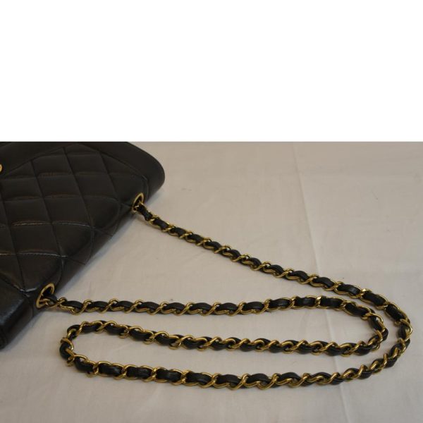 18827 4 CHANEL Diana Flap Matelasse Lambskin Chain Shoulder Bag Black