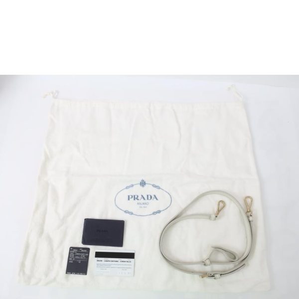 18835 10 Prada Leather Canvas 2WAY Bag White