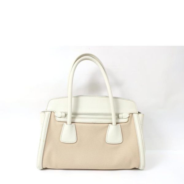 18835 2 Prada Leather Canvas 2WAY Bag White