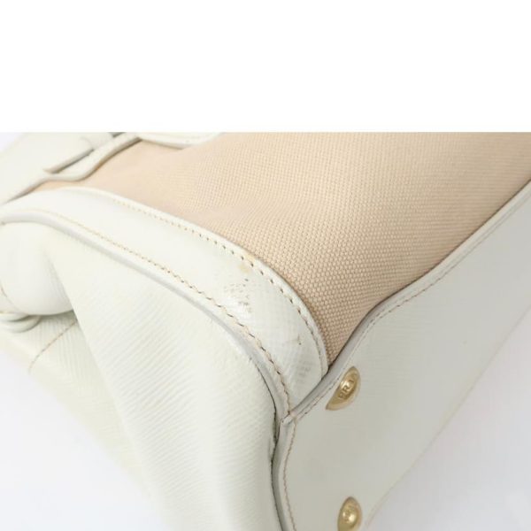 18835 4 Prada Leather Canvas 2WAY Bag White