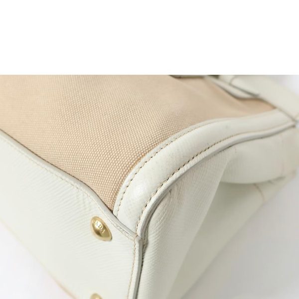 18835 5 Prada Leather Canvas 2WAY Bag White