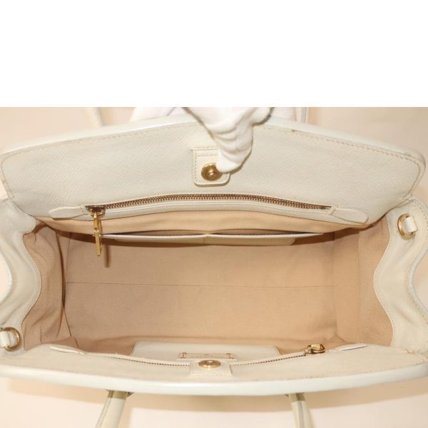 18835 8 Prada Leather Canvas 2WAY Bag White