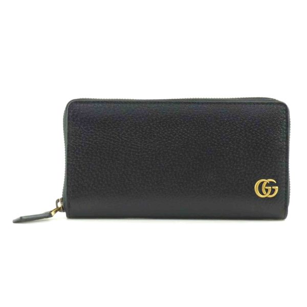 18883 1 GUCCI GG Marmont Leather Round Zipper Long Wallet