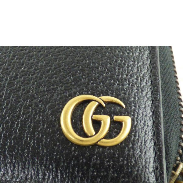 18883 6 GUCCI GG Marmont Leather Round Zipper Long Wallet