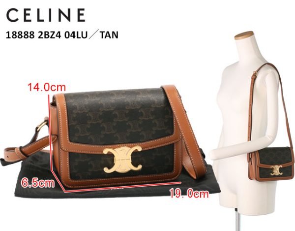 18888 2bz4 04lu 1 CELINE TEEN WITH BORDER Triomphe Calfskin Shoulder Bag Brown