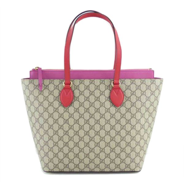 18920 1 Gucci GG Pattern PVC Leather Tote Bag Biege