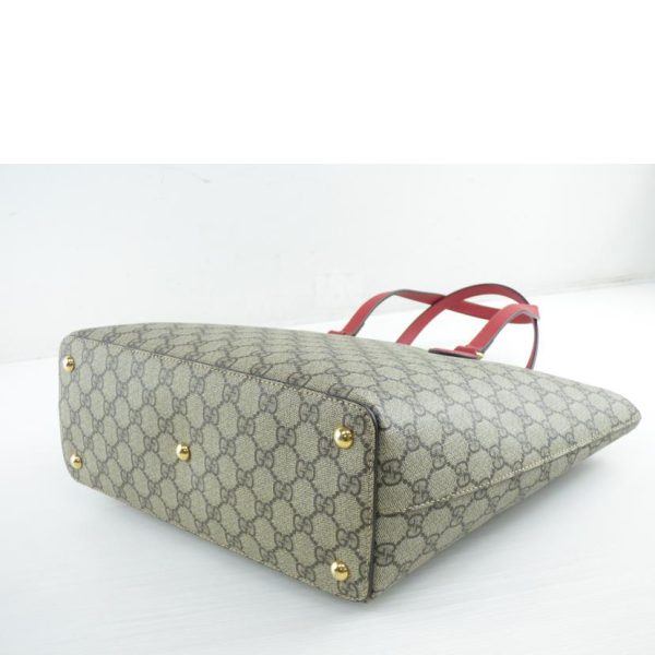 18920 3 Gucci GG Pattern PVC Leather Tote Bag Biege