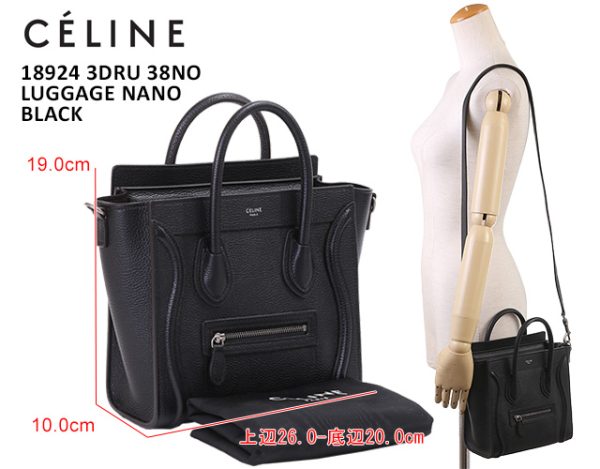 18924 3dru 38no 1 CELINE LUGGAGE NANO Luggage Nano Shopper Drummed Calfskin Black