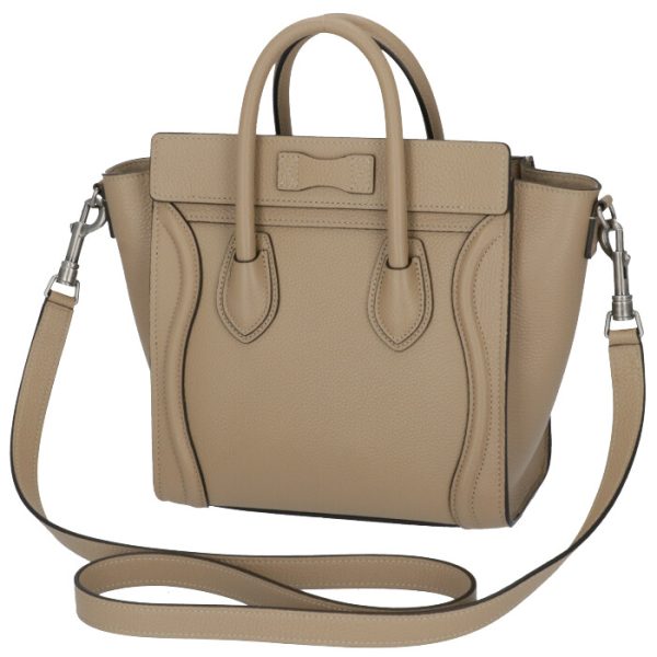 189243dru03un 2 CELINE Nano Luggage Shoulder Bag Dune Beige