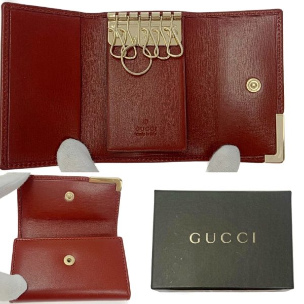 189808 7 Gucci Leather 6 Row Key Case Bordeaux